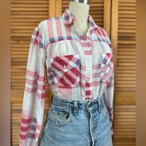 Handmade Pink Plaid Country Blouse